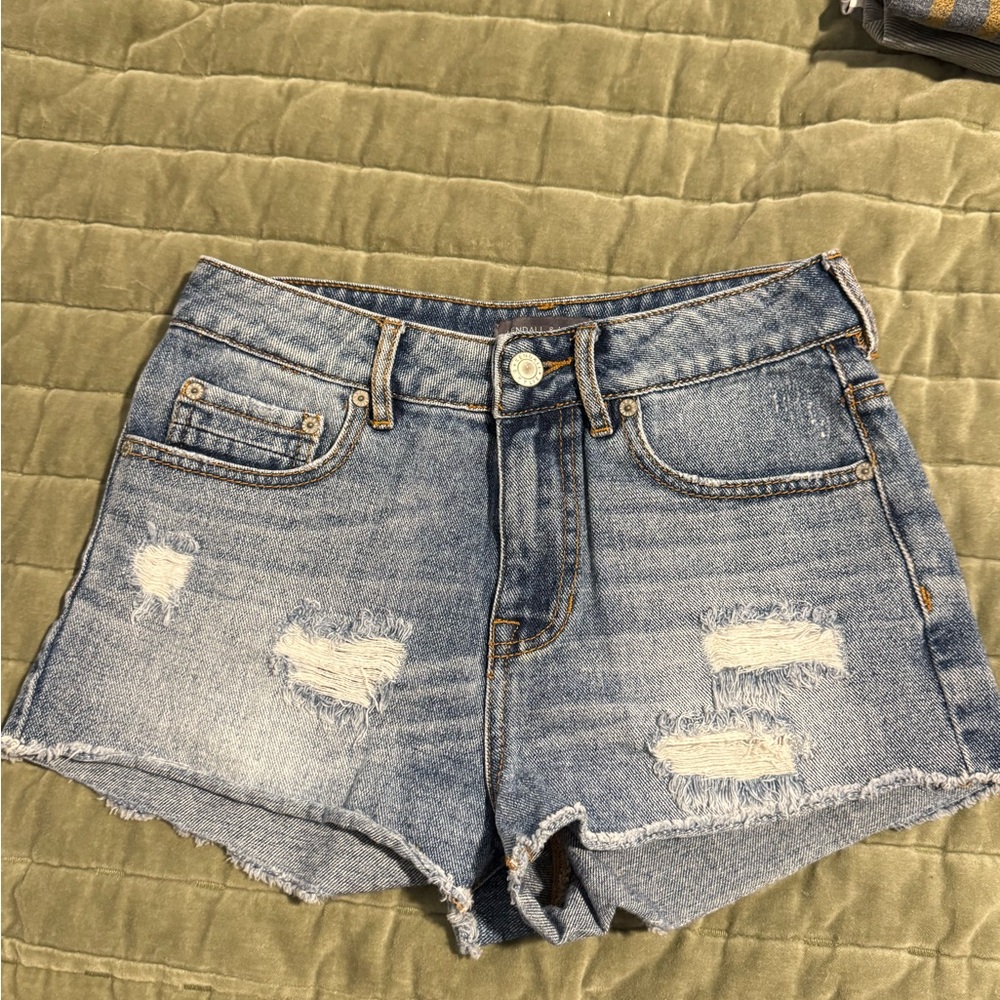 Kendall & Kylie Blue Distressed Denim Shorts
